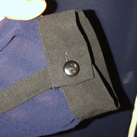 Warehouse Navy Blue Lace Panel Button Down Shirt - Picture 7 of 8